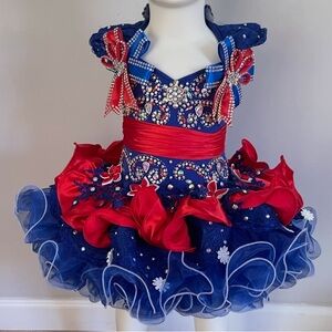 Girls patriotic cupcake 4Th of July Memorial Day princess birthday glitz dress.